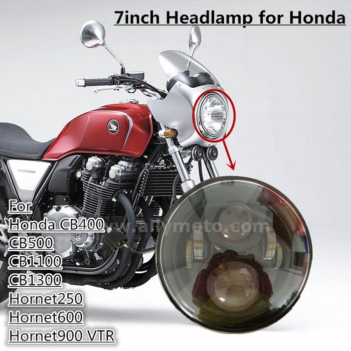 154 7 Inch Led Headlights With Half Halo Honda Cb400 Cb500 Cb1300 Hornet 250 600 900 Vtec Vtr250@3